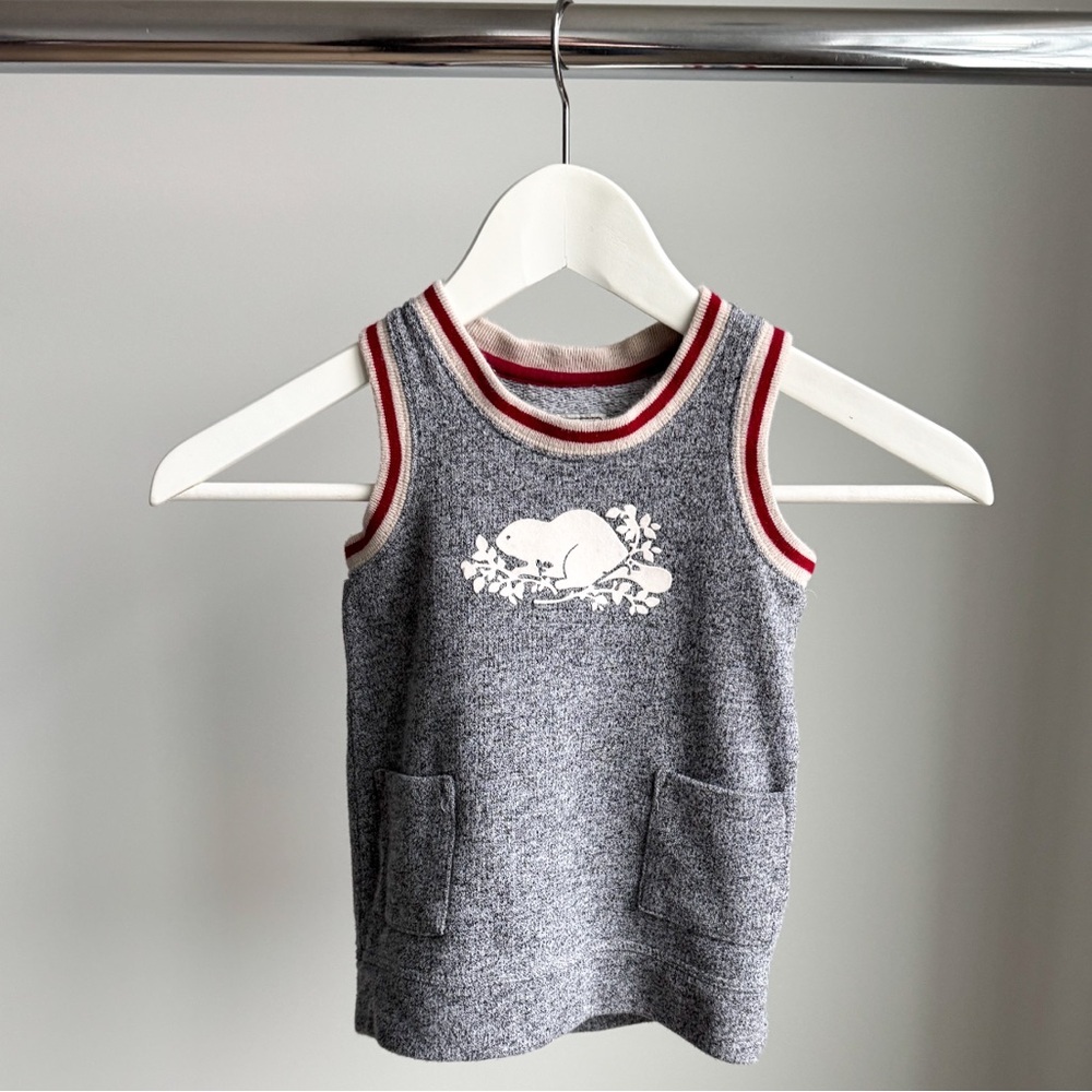 Roots Baby Cooper Cabin Salt and Pepper Sweatshirt Dress M 6/12M 10.25 x 15